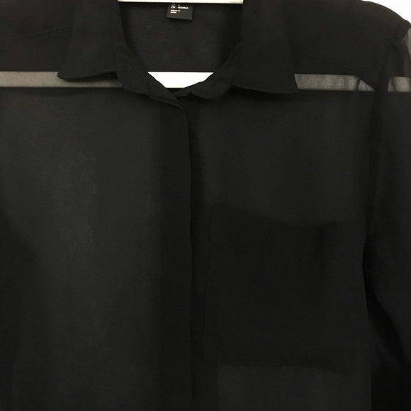 H&M Sheer Black Button Down Blouse - Picture 2 of 5